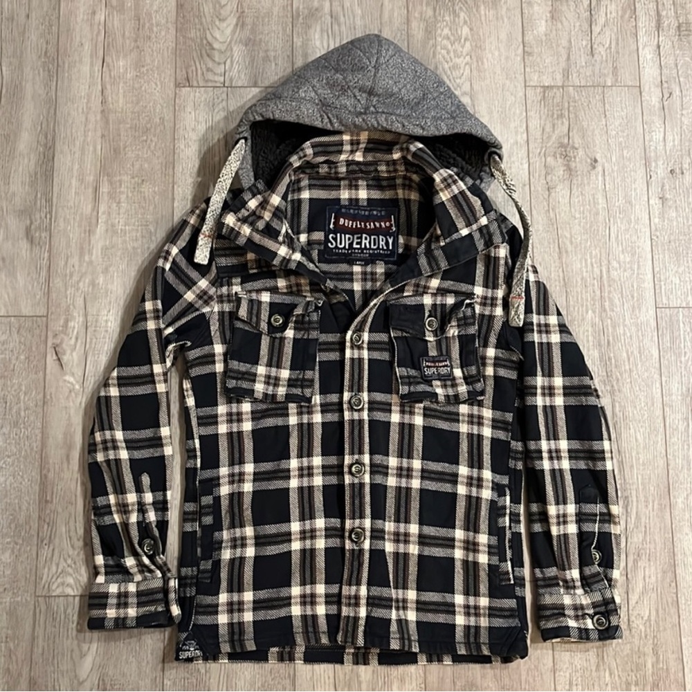 Superdry Duffleman Flannel Hoodie Size Large